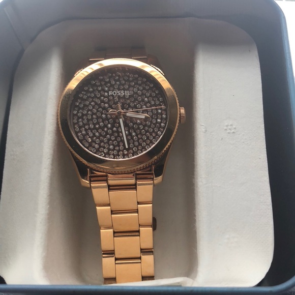 Rose Gold Crystal Pave Dial Steel Ladies Watch - Picture 2 of 3